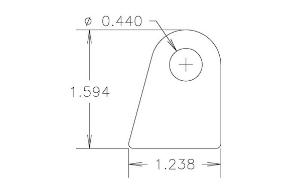 4130 1/8" THK, 7/16" HOLE, 1 1/8" HT, STRAIGHT CHASSIS TAB - QTY 4